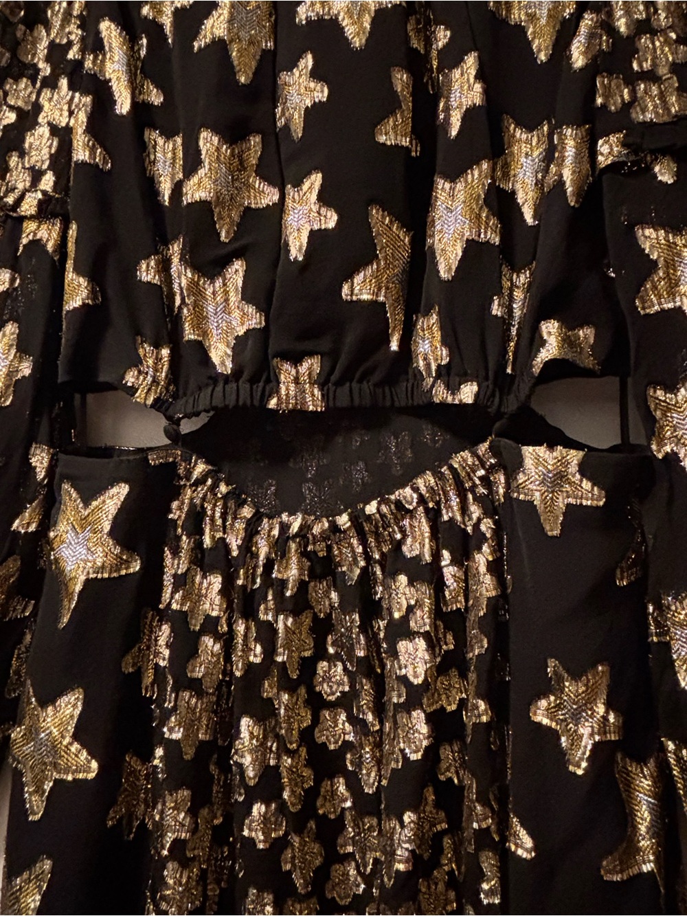 NWT LoveShackFancy Aneesha Black Gold Star Cutout Maxi Dress M - Picture 8 of 14